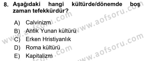 Ekonomi Sosyolojisi Dersi 2021 - 2022 Yılı Yaz Okulu Sınav Soruları 8. Soru