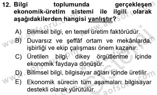 Ekonomi Sosyolojisi Dersi Ara Sınavı Deneme Sınav Soruları 12. Soru