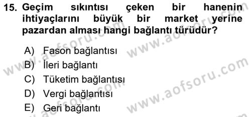 Ekonomi Sosyolojisi Dersi Ara Sınavı Deneme Sınav Soruları 15. Soru