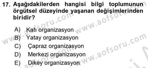 Ekonomi Sosyolojisi Dersi Ara Sınavı Deneme Sınav Soruları 17. Soru