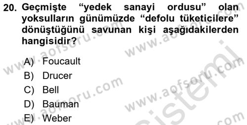 Ekonomi Sosyolojisi Dersi 2022 - 2023 Yılı (Final) Dönem Sonu Sınav Soruları 20. Soru