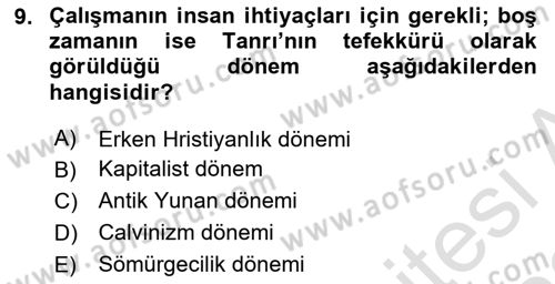 Ekonomi Sosyolojisi Dersi 2022 - 2023 Yılı (Final) Dönem Sonu Sınav Soruları 9. Soru