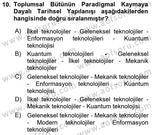 Ekonomi Sosyolojisi Dersi Ara Sınavı Deneme Sınav Soruları 10. Soru