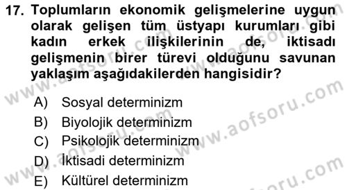 Ekonomi Sosyolojisi Dersi Ara Sınavı Deneme Sınav Soruları 17. Soru