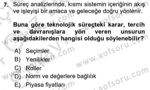 Ekonomi Sosyolojisi Dersi 2023 - 2024 Yılı (Vize) Ara Sınav Soruları 7. Soru