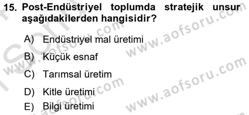 Ekonomi Sosyolojisi Dersi 2023 - 2024 Yılı (Final) Dönem Sonu Sınav Soruları 15. Soru