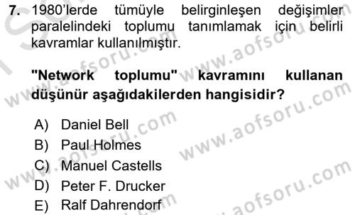 Ekonomi Sosyolojisi Dersi 2023 - 2024 Yılı (Final) Dönem Sonu Sınav Soruları 7. Soru