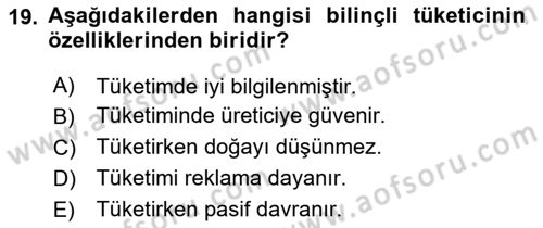 Ekonomi Sosyolojisi Dersi 2023 - 2024 Yılı Yaz Okulu Sınav Soruları 19. Soru