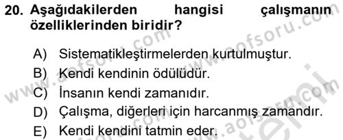 Ekonomi Sosyolojisi Dersi 2023 - 2024 Yılı Yaz Okulu Sınav Soruları 20. Soru