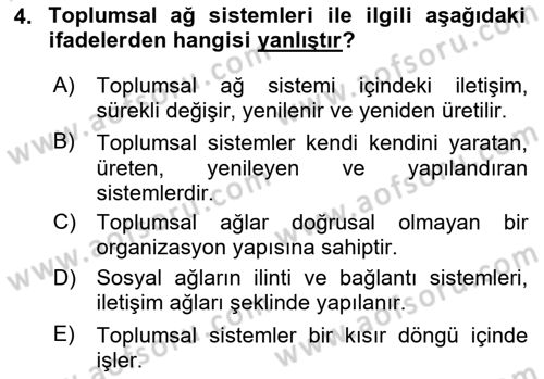 Ekonomi Sosyolojisi Dersi 2023 - 2024 Yılı Yaz Okulu Sınav Soruları 4. Soru