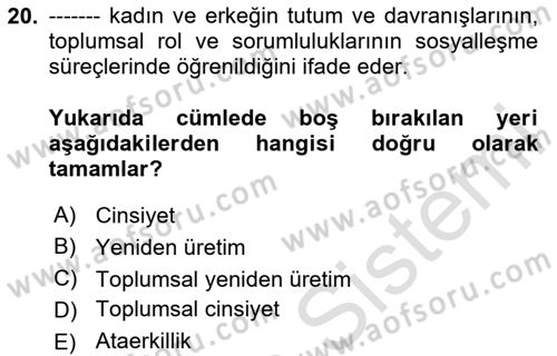Ekonomi Sosyolojisi Dersi 2024 - 2025 Yılı (Vize) Ara Sınav Soruları 20. Soru