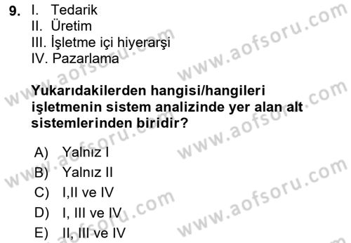 Ekonomi Sosyolojisi Dersi 2024 - 2025 Yılı (Vize) Ara Sınav Soruları 9. Soru