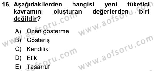 Ekonomi Sosyolojisi Dersi 2024 - 2025 Yılı (Final) Dönem Sonu Sınav Soruları 16. Soru