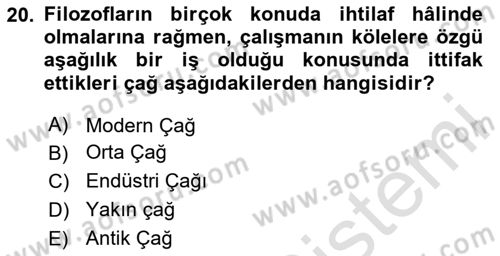 Ekonomi Sosyolojisi Dersi 2024 - 2025 Yılı (Final) Dönem Sonu Sınav Soruları 20. Soru