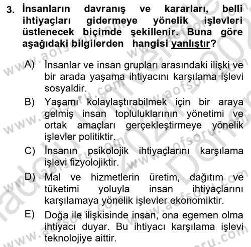 Ekonomi Sosyolojisi Dersi 2024 - 2025 Yılı (Final) Dönem Sonu Sınav Soruları 3. Soru