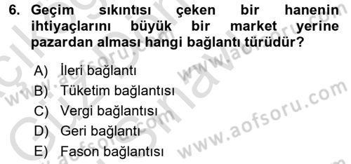 Ekonomi Sosyolojisi Dersi 2024 - 2025 Yılı (Final) Dönem Sonu Sınav Soruları 6. Soru