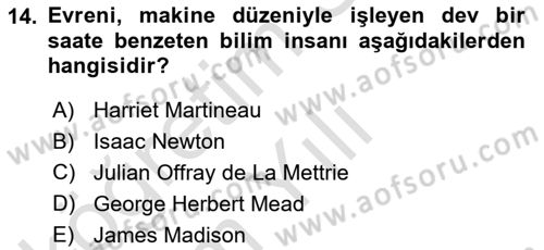 Ekonomi Sosyolojisi Dersi 2024 - 2025 Yılı Yaz Okulu Sınav Soruları 14. Soru