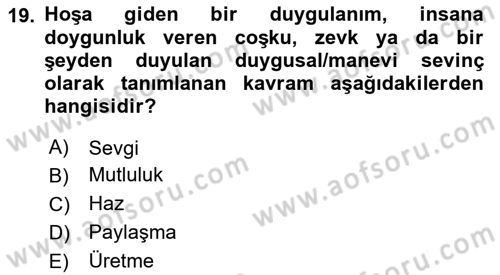 Ekonomi Sosyolojisi Dersi 2024 - 2025 Yılı Yaz Okulu Sınav Soruları 19. Soru