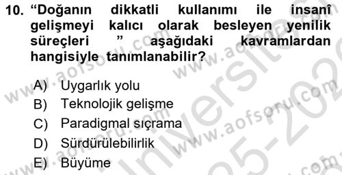 Ekonomi Sosyolojisi Dersi 2025 - 2026 Yılı (Vize) Ara Sınav Soruları 10. Soru