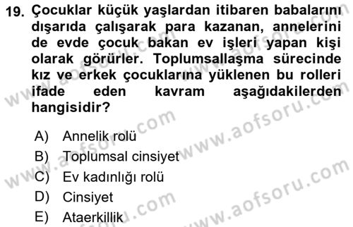 Ekonomi Sosyolojisi Dersi 2025 - 2026 Yılı (Vize) Ara Sınav Soruları 19. Soru