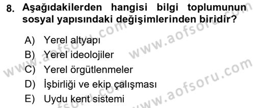 Ekonomi Sosyolojisi Dersi 2025 - 2026 Yılı (Vize) Ara Sınav Soruları 8. Soru