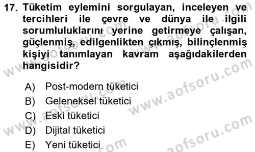 Ekonomi Sosyolojisi Dersi 2025 - 2026 Yılı Yaz Okulu Sınav Soruları 17. Soru