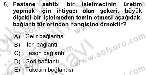 Ekonomi Sosyolojisi Dersi 2025 - 2026 Yılı Yaz Okulu Sınav Soruları 5. Soru