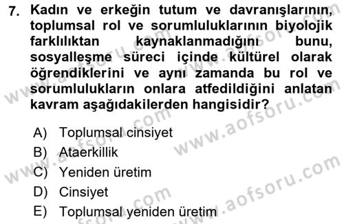Ekonomi Sosyolojisi Dersi 2025 - 2026 Yılı Yaz Okulu Sınav Soruları 7. Soru