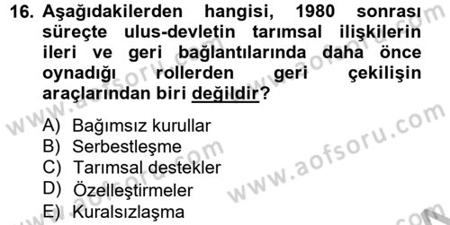 Toplumsal Tabakalaşma ve Eşitsizlik Dersi 2012 - 2013 Yılı (Vize) Ara Sınav Soruları 16. Soru