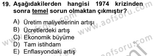 Toplumsal Tabakalaşma ve Eşitsizlik Dersi 2012 - 2013 Yılı (Vize) Ara Sınav Soruları 19. Soru