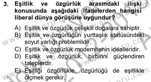 Toplumsal Tabakalaşma ve Eşitsizlik Dersi 2012 - 2013 Yılı (Vize) Ara Sınav Soruları 3. Soru