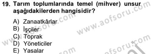 Toplumsal Tabakalaşma ve Eşitsizlik Dersi 2012 - 2013 Yılı (Final) Dönem Sonu Sınav Soruları 19. Soru
