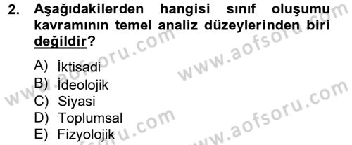 Toplumsal Tabakalaşma ve Eşitsizlik Dersi 2012 - 2013 Yılı (Final) Dönem Sonu Sınav Soruları 2. Soru