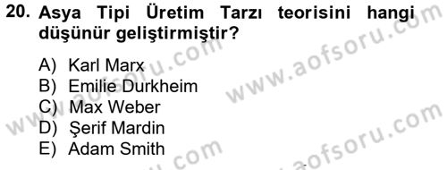 Toplumsal Tabakalaşma ve Eşitsizlik Dersi 2012 - 2013 Yılı (Final) Dönem Sonu Sınav Soruları 20. Soru