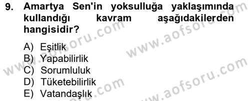 Toplumsal Tabakalaşma ve Eşitsizlik Dersi 2012 - 2013 Yılı (Final) Dönem Sonu Sınav Soruları 9. Soru