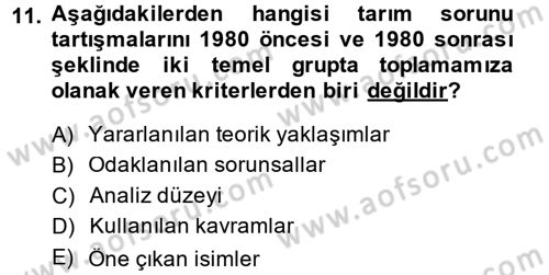 Toplumsal Tabakalaşma ve Eşitsizlik Dersi 2013 - 2014 Yılı (Vize) Ara Sınav Soruları 11. Soru