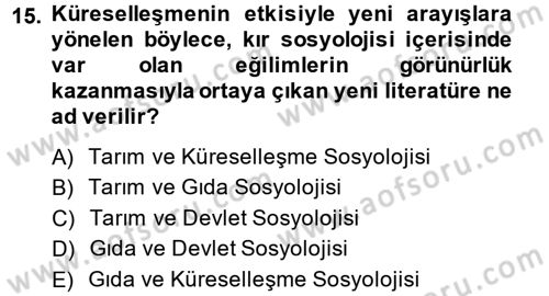 Toplumsal Tabakalaşma ve Eşitsizlik Dersi 2013 - 2014 Yılı (Vize) Ara Sınav Soruları 15. Soru