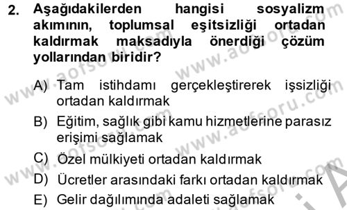 Toplumsal Tabakalaşma ve Eşitsizlik Dersi 2013 - 2014 Yılı (Vize) Ara Sınav Soruları 2. Soru