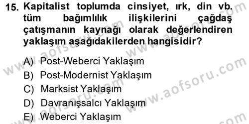 Toplumsal Tabakalaşma ve Eşitsizlik Dersi 2013 - 2014 Yılı (Final) Dönem Sonu Sınav Soruları 15. Soru
