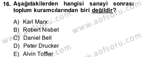 Toplumsal Tabakalaşma ve Eşitsizlik Dersi 2013 - 2014 Yılı (Final) Dönem Sonu Sınav Soruları 16. Soru