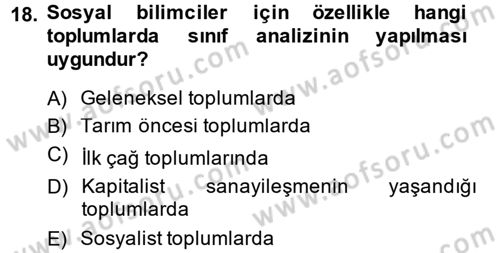 Toplumsal Tabakalaşma ve Eşitsizlik Dersi 2013 - 2014 Yılı (Final) Dönem Sonu Sınav Soruları 18. Soru