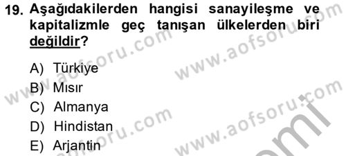 Toplumsal Tabakalaşma ve Eşitsizlik Dersi 2013 - 2014 Yılı (Final) Dönem Sonu Sınav Soruları 19. Soru