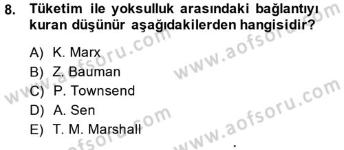 Toplumsal Tabakalaşma ve Eşitsizlik Dersi 2013 - 2014 Yılı (Final) Dönem Sonu Sınav Soruları 8. Soru
