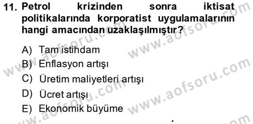 Toplumsal Tabakalaşma ve Eşitsizlik Dersi 2013 - 2014 Yılı Tek Ders Sınav Soruları 11. Soru