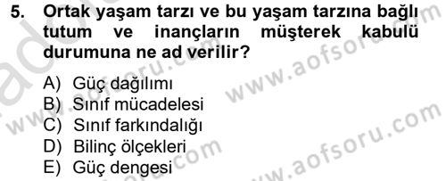 Toplumsal Tabakalaşma ve Eşitsizlik Dersi 2013 - 2014 Yılı Tek Ders Sınav Soruları 5. Soru