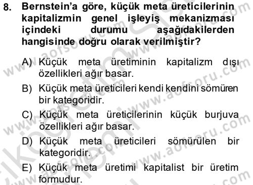 Toplumsal Tabakalaşma ve Eşitsizlik Dersi 2013 - 2014 Yılı Tek Ders Sınav Soruları 8. Soru