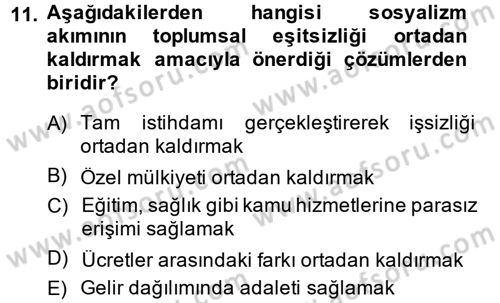 Toplumsal Tabakalaşma ve Eşitsizlik Dersi 2014 - 2015 Yılı (Vize) Ara Sınav Soruları 11. Soru