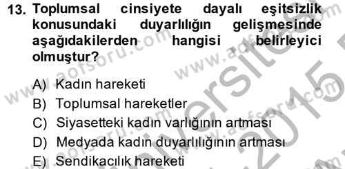 Toplumsal Tabakalaşma ve Eşitsizlik Dersi 2014 - 2015 Yılı (Vize) Ara Sınav Soruları 13. Soru