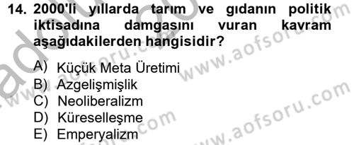 Toplumsal Tabakalaşma ve Eşitsizlik Dersi 2014 - 2015 Yılı (Vize) Ara Sınav Soruları 14. Soru