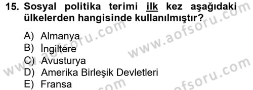 Toplumsal Tabakalaşma ve Eşitsizlik Dersi 2014 - 2015 Yılı (Vize) Ara Sınav Soruları 15. Soru